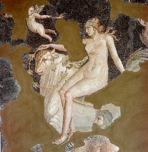 Néréide sur un taureau marin (mosaïque) - Roman