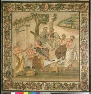 Platon conversant avec ses élèves, de la maison de T. Siminius. Pompéi (mosaïque)