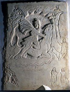Relief représentant la divinité iranienne Mithra (ou Mitra) abattant le taureau, un animal qui lui est associé. 4ème siècle. Palazzo dei Conservatori, Rome. - Roman