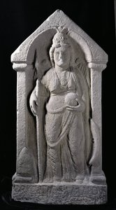 Sculpture en relief représentant Brigantia, une déesse native britannique, comme une déesse romaine, de Birrens, Middlebie, Dumfriesshire - Roman
