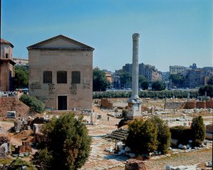 Forum romain : vue de la Curie, lieu de réunion du Sénat - Roman