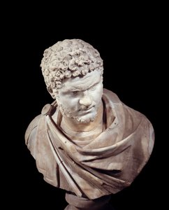Art romain : buste en marbre de Caracalla (188-217), empereur de 211 à 217 après J.-C. Paris, Musée du Louvre