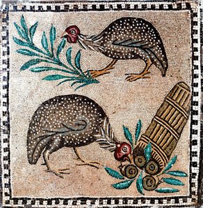 Mosaïque romaine représentant des pintades