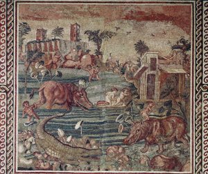 Art romain : mosaïque de paysage du Nil d