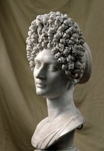 Art romain : portrait de dame de la période flavienne. 80-100 après J.-C. Sculpture en marbre. Rome, Musées du Capitole - Roman