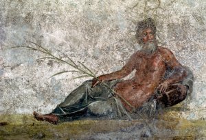 Art romain : représentation du dieu Fleuve (détail) - Roman