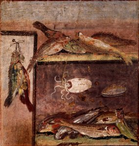 Art romain : nature morte avec poissons