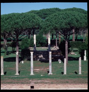 Art romain : vue des ruines du Temple de Cérès, site archéologique d