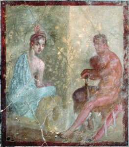 Couple assis, Pompéi, Italie (fresque)