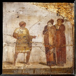 Scène de théâtre. Fresque du site de Pompéi - Roman