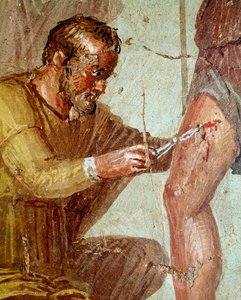 Énée blessé est soigné par Iapyx aidé par Vénus (fresque, 54-79 après J.-C.) - Roman