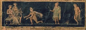 Le concours musical entre Apollon et Marsyas - Roman Pompeian wall painting.