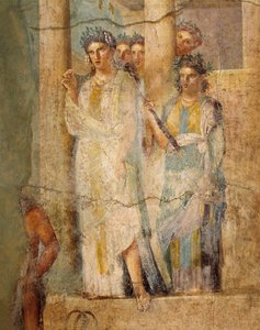 Fresque représentant Iphigénie en Tauride, Détail des servantes, de la Maison de L. Caecilius Giocondus à Pompéi, Italie - Roman Roman