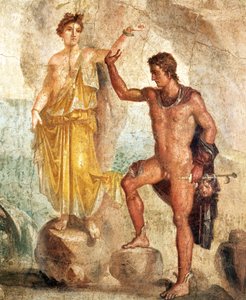 Fresque représentant Persée et Andromède, peinture sur plâtre