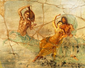 Fresque représentant Poséidon et Amphitrite, de Pompéi, Italie