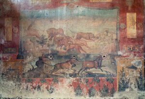 Fresque représentant une scène de chasse, IIe siècle av. J.-C. - Ier siècle apr. J.-C.