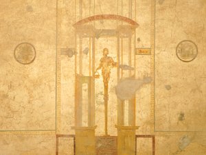 Fresque représentant une caryatide, de la Maison des Amants, Pompéi, Campanie, Civilisation romaine