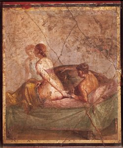 Fresque représentant un sujet érotique, de Pompéi, Italie