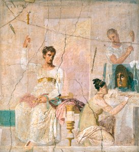 Fresque représentant une scène de théâtre, de la Basilique d