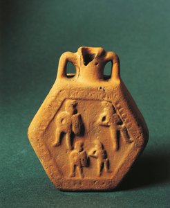Flasque représentant des gladiateurs, Émilie-Romagne (céramique) - Roman Roman