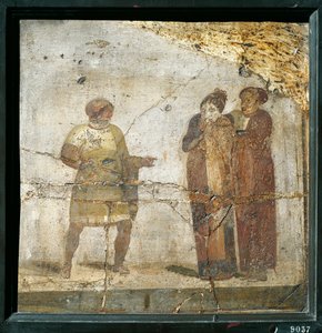 Italie, Campanie, Pompéi, Scène de théâtre, fresque - Roman Roman