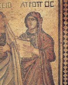 Mosaïque représentant une jeune femme lisant, Maison de Thésée, Villa romaine, Paphos, Chypre - Roman Roman