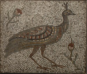 mosaïque avec un paon et des fleurs, 3e-4e siècle (mosaïque) - Roman Roman