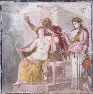 Vieux satyre et hermaphrodite, 50-79 après J.-C. (fresque) - Roman Roman