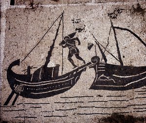 Ostie : mosaïque de la Place des Corporations. Chargement d
