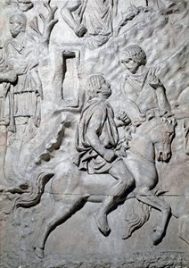 Art romain : un cavalier numide. Moule de 1862 reproduisant les bas-reliefs de la colonne de Trajan à Rome construite sous le règne de l