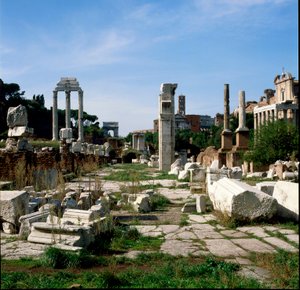 Art romain : vue du Forum (foro romano). Rome - Roman Roman
