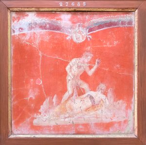 Satyre et nymphe, 50-79 après J.-C. (fresque)