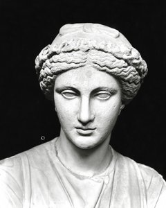 Statue de Clio tenant un parchemin, détail (tête) - Roman Roman