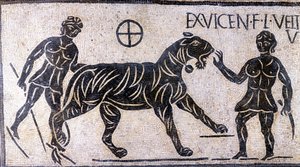 Dompteurs de tigres dans les murs du Colisée - Mosaïque romaine - Roman Roman