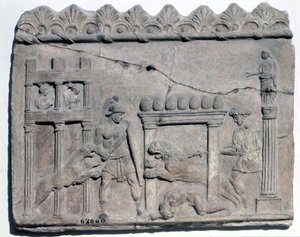 Venatio dans les arènes. Bas-relief de l