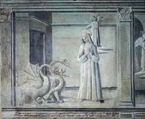 Vie de sainte Françoise Romaine, poursuivie par les démons sous forme de monstres, école romaine