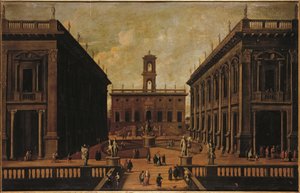 Vue de la Piazza del Campidoglio, Rome - Roman School