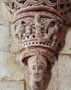Une sirène, chapiteau sculpté du chœur - Romanesque