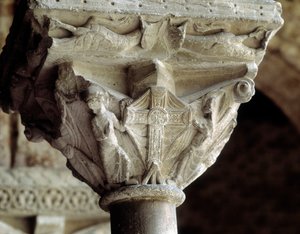 Chapiteau représentant la croix glorieuse (sculpture) - Romanesque