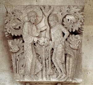Dieu et Caïn (chapiteau sculpté) - Romanesque