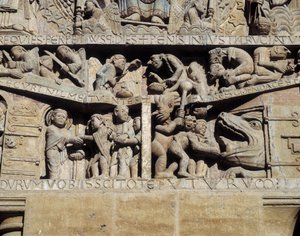 Vue du tympan du Jugement dernier, détail de l