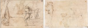 Romulus et Remus trouvés par Faustulus (recto) Cercles concentriques (verso) - Romanino