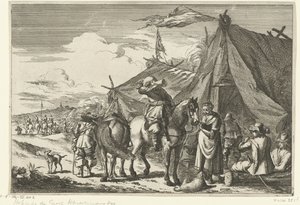 Cavaliers se reposant près de tentes - Romeyn de Hooghe (rejected attribution)