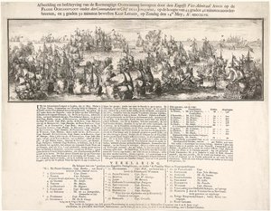 Tableau et description de la glorieuse victoire remportée par le vice-amiral anglais ANSON sur la flotte de guerre française commandée par le chef DE LA JONQUIÈRE, par 43 degrés 46 minutes de latitude nord et 3 degrés 50 minutes à l