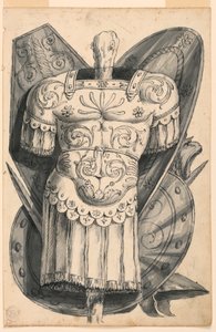 Dessin, trophée avec armes, 1830-1850 - Romolo Achille Liverani