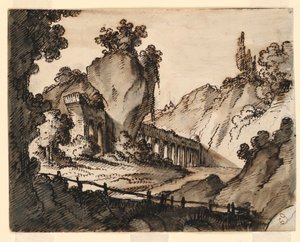 Conception de scène, aqueduc - Romolo Achille Liverani