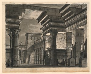 Décor de scène, bâtiments égyptiens - Romolo Achille Liverani