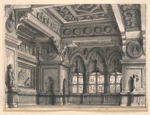 Décor de scène, salle gothique - Romolo Achille Liverani