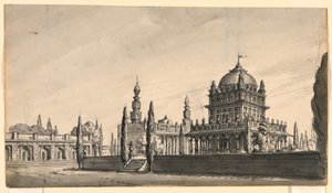Décor de scène, temple oriental - Romolo Achille Liverani