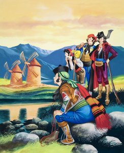 Voiles de moulin à vent, illustration de "Michael and the Mighty Men" (gouache sur papier)